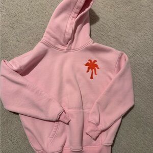 Pink palm puff hoodie